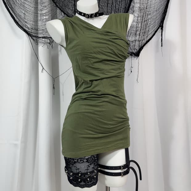 khaki detail sleeveless