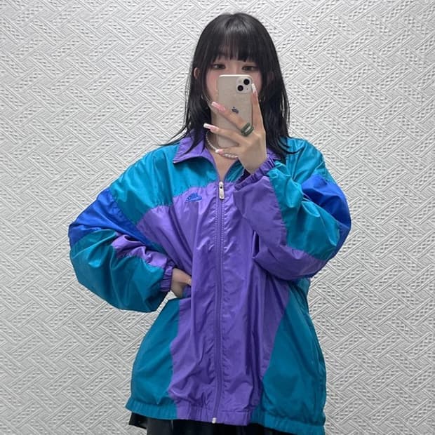 나이키 빈티지 올드스쿨 레트로 90s 배색 바람막이 자켓 L C12439