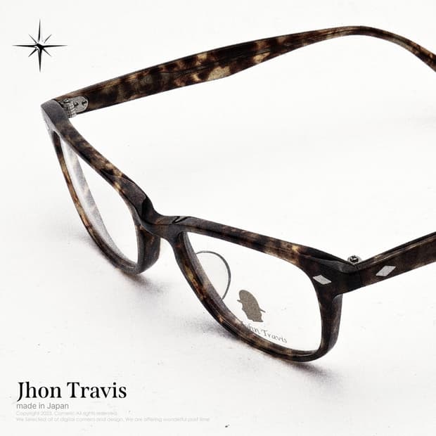 (Made in Japan)Jhon Travis🤎호피 뿔테 빈티지 안경