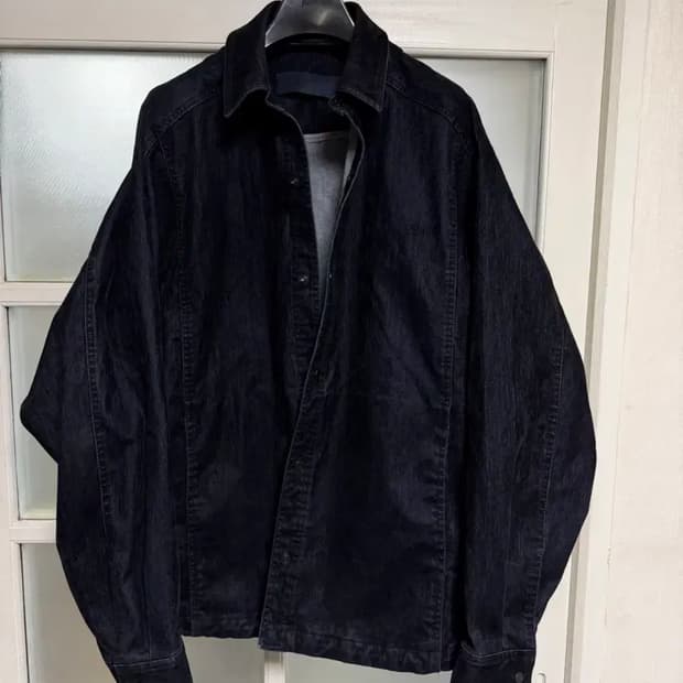 (48) 준지 25FW 슬럽벨벳 데님 코치 셔츠 자켓 - 블랙