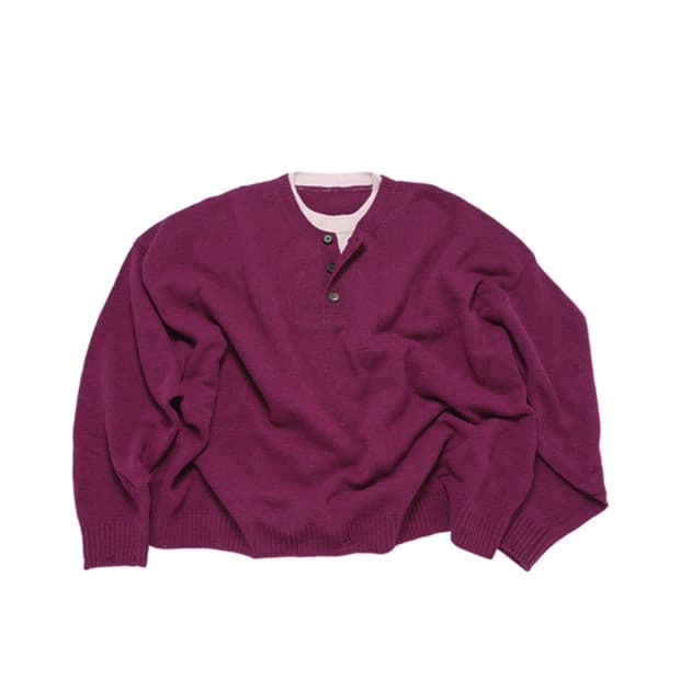 [M] mjd 콘트라스트 넥 캐시 크롭 니트 마젠타