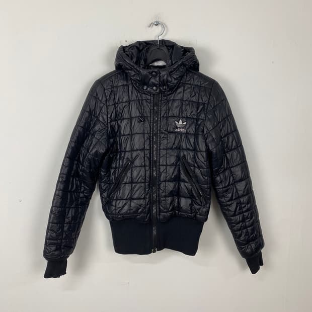 아디다스 빈티지 블랙 퀄팅 경량 패딩 자켓 85