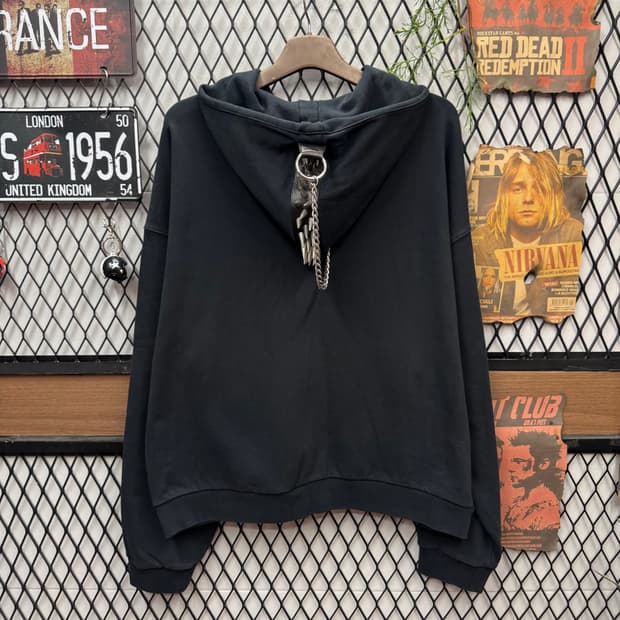 24S/S 웰던 WE11DONE 스파이크 체인 후드 집업 블랙