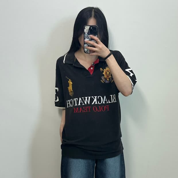 폴로 랄프로렌 빅포니 블랙워치 블랙 피케 반팔 카라 티셔츠