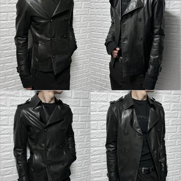 램스킨 레더 더블 코트