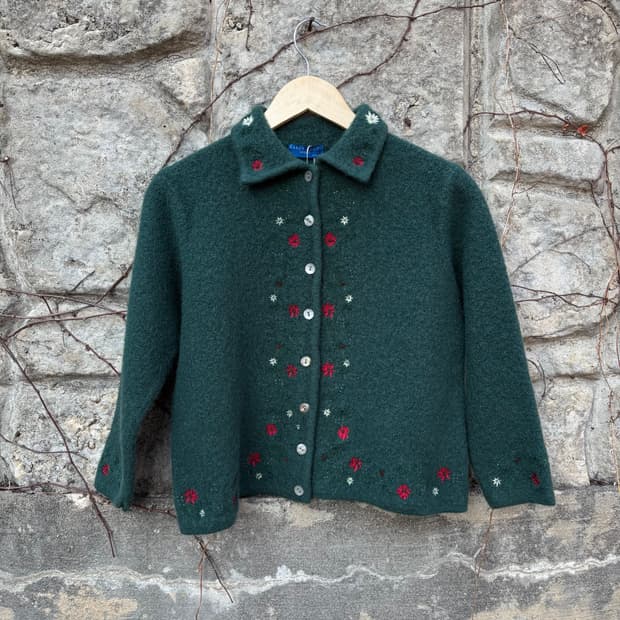 비즈 자수 모리 히피 아메카지 보헤미안 울 여성 빈티지 가디건