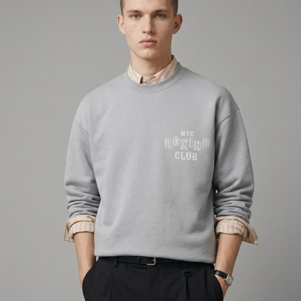 질스튜어트뉴욕 그레이 레터링 자수 스웻셔츠(맨투맨) L