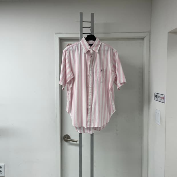 폴로 랄프로렌 스트라이프 반팔 셔츠 핑크 S