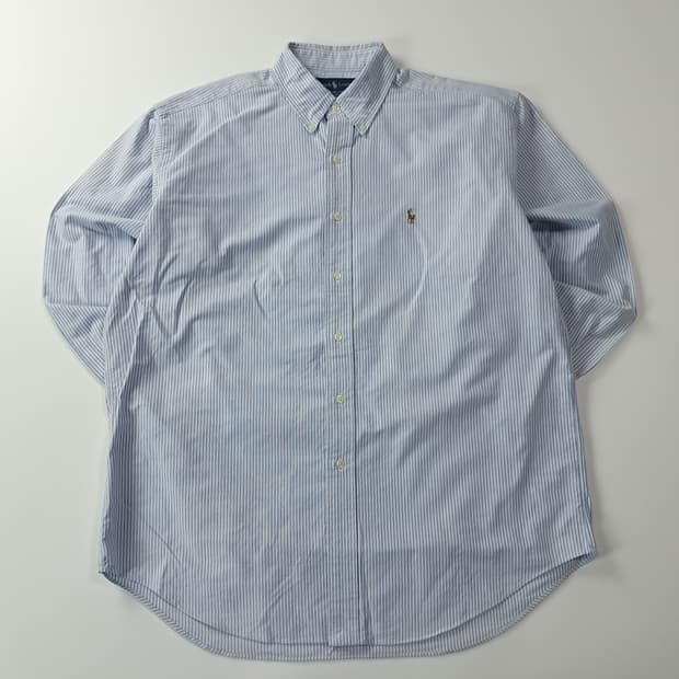 CJ184 XL 폴로 90s 클래식 블루 핀스트라이프 셔츠 남방