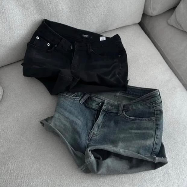오도어 Vintage raw shorts in black