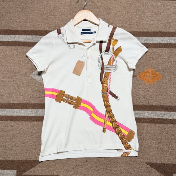 폴로랄프로렌 여성 스키니핏 벨트 드로잉 반팔 카라티 M