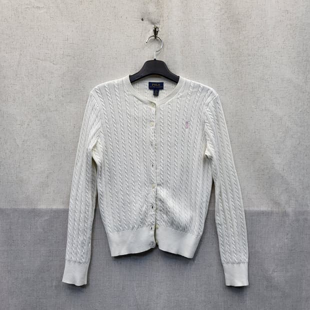 폴로 랄프로렌 화이트 꽈배기 가디건