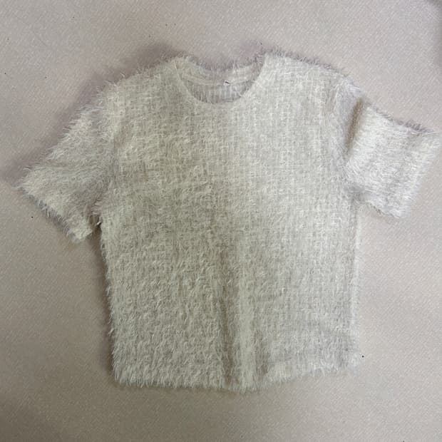 teak 티크 화이트 반팔 니트