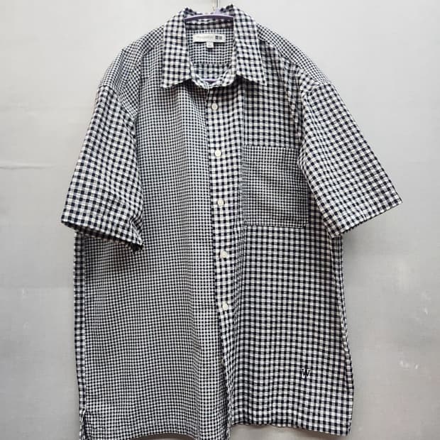 유니클로 x JW앤더슨 원포켓 체크 시어서커 반팔셔츠 L(XL)