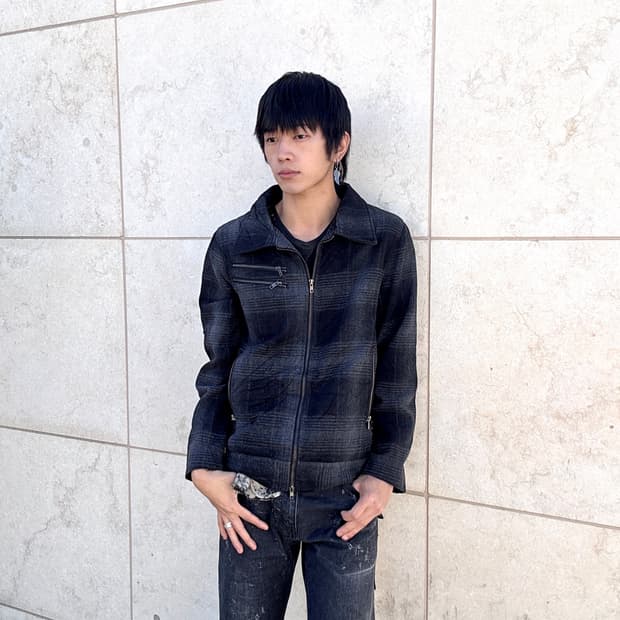 Black Check Double Zip&Buckle Detail Rid