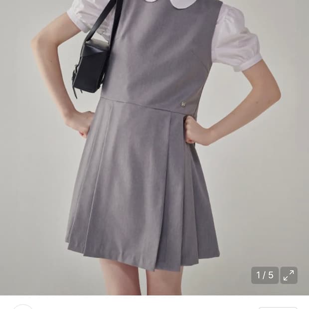 론론 미니원피스 LOGO PLEATS LAYERED DRESS GREY