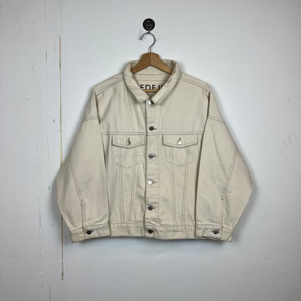 O184 JPN MEDE 19F 베이지 데님 자켓 OS
