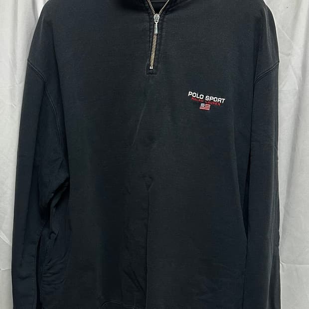 no.117 폴로랄프로렌스포츠  성조기 하프집업 블랙 2xl