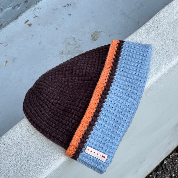 [F] 마르니 유니클로 콜라보 배색 니트 비니 모자