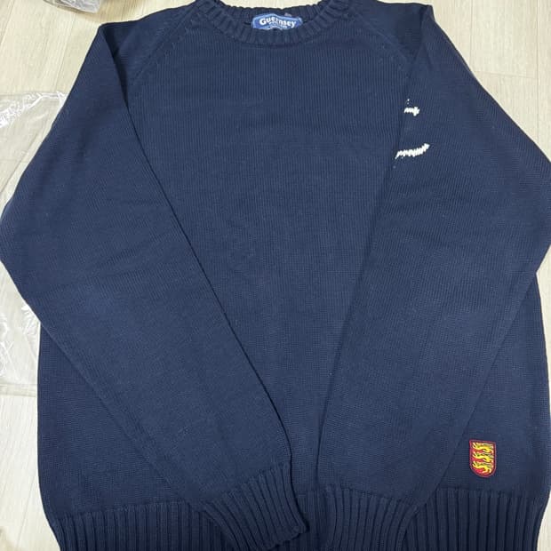 [xl] 건지울른스 코튼 나그랑 크루넥 스웨터 네이비