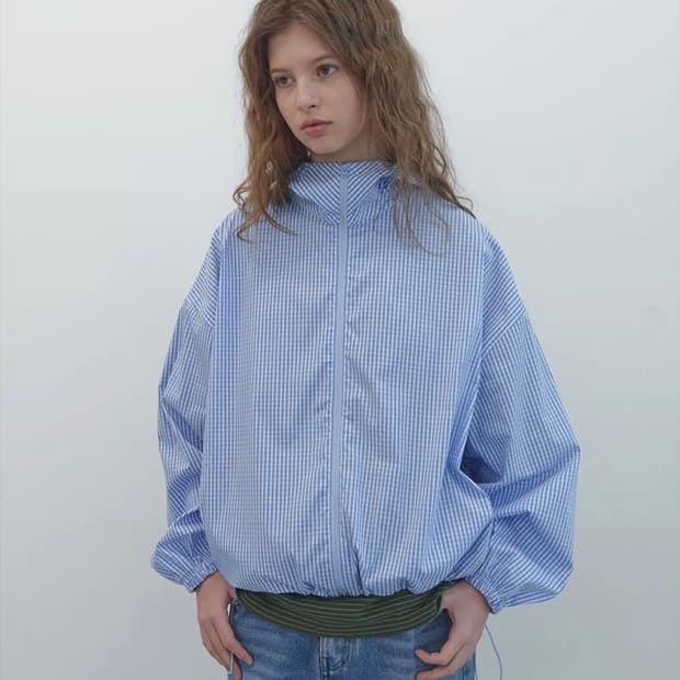 (택포) 엔조블루스 체크 후드 트랙탑 점퍼