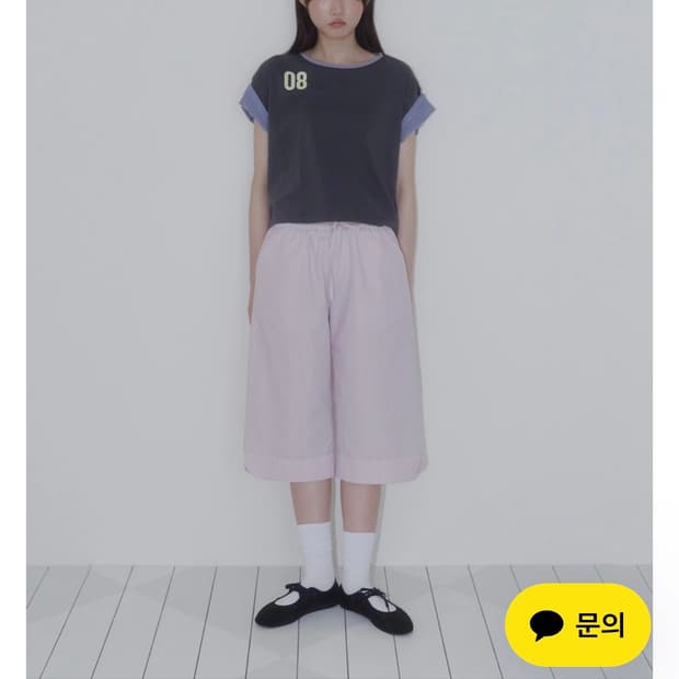 온스카 BUTTON DOUBLE SLEEVE T 차콜