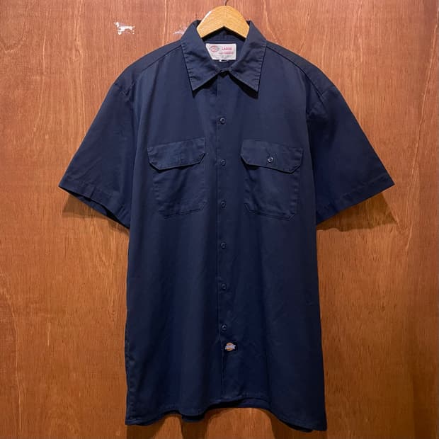 (L) Dickies 디키즈 반팔 워크 셔츠 네이비