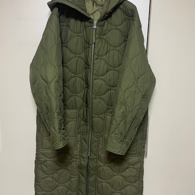 8 seconds 퀼팅 후드 롱 점퍼 L 올리브