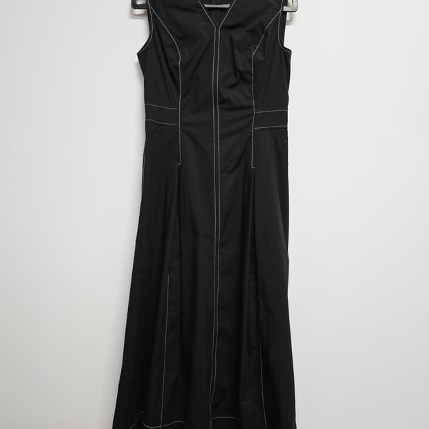 에고이스트 블랙 롱 원피스 스티치 포인트55