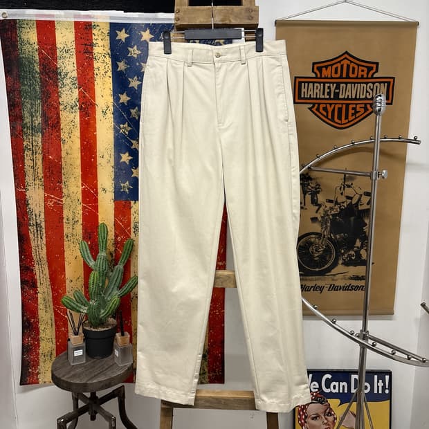 90s 폴로 랄프로렌 더블플리츠 코튼 치노팬츠 연베이지 데드스탁 N946