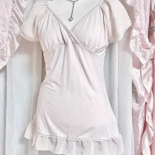 핑크 레이스 히메갸루 반팔탑