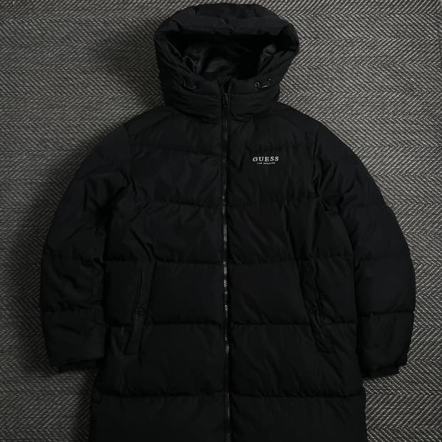 게스 덕다운 후드 롱패딩 블랙o 4233
