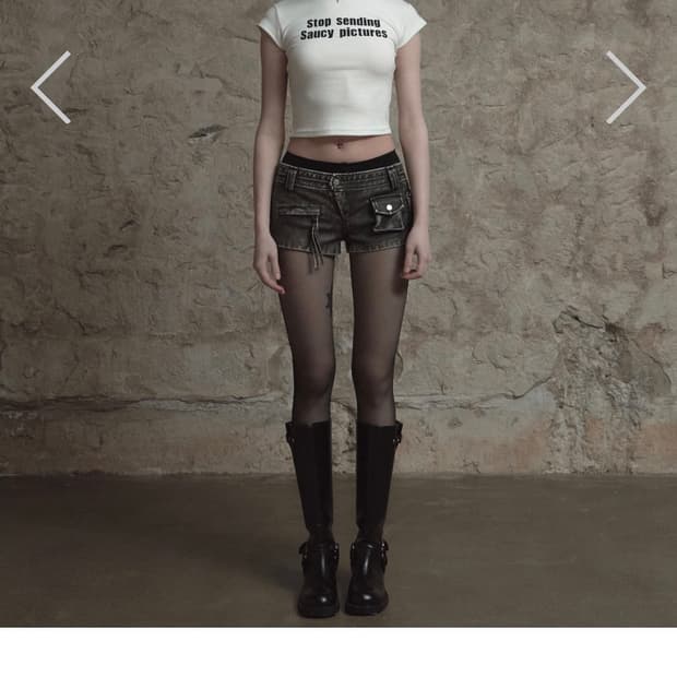 쏘시 saucy Leather pocket shorts 레더 로우라이즈