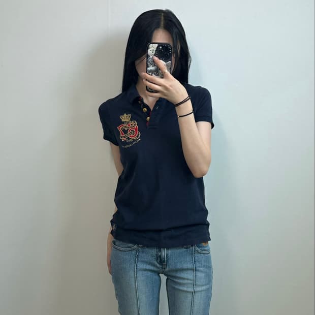 폴로 진스 네이비 피케 반팔 카라 티셔츠