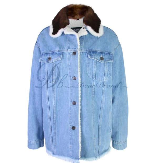 SIMONETTA RAVIZZA 데님 밍크 카라 자켓