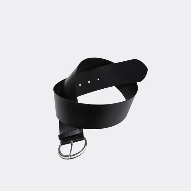 세릭 COW SKIN WIDE BELT-BLACK