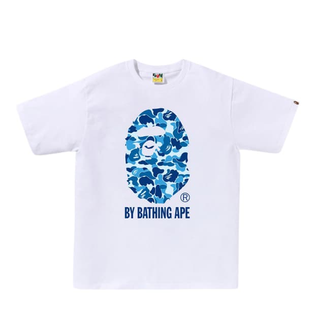 베이프 ABC 카모 바이 베이싱 에이프 티셔츠 화이트 블루