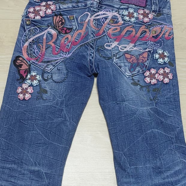 레드페퍼 핑크스티치 로우라이즈 부츠컷 26