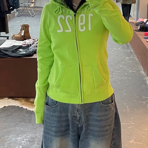 홀리스터 라이트그린 로고 후드집업 H1672