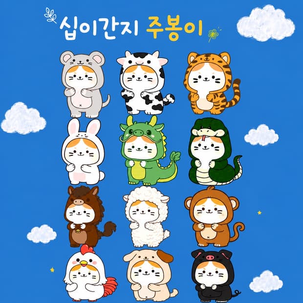 십이간지 띠 행운 키링