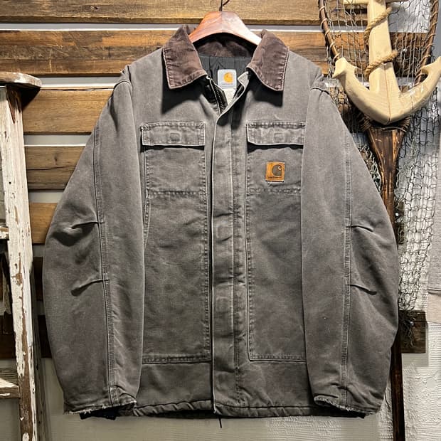 [L]칼하트 Made in USA C26 차콜그레이 캔버스 워크 자켓