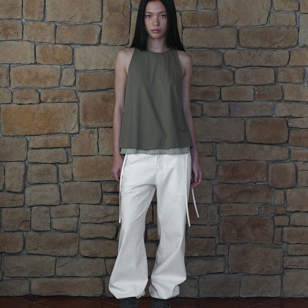 베르소 verso 레이어드 슬리브리스  카키