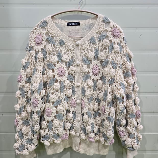 모디쉬 플라워 크로셰 가디건