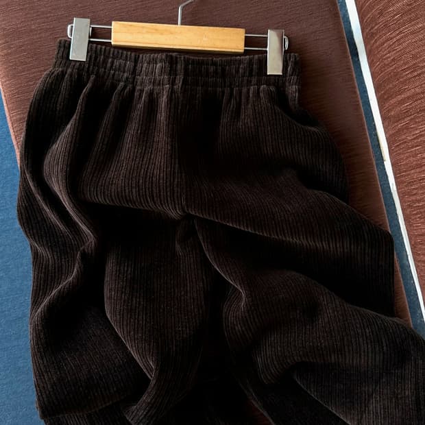 Cord design inner fleece wide warm pants