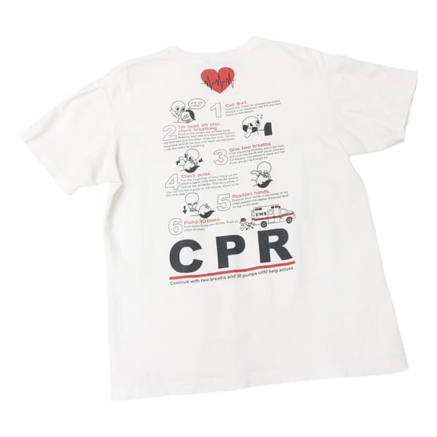 레스큐 스쿼드 EMS CPR 일러스트 화이트 반팔티셔츠