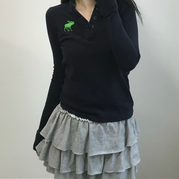 아베크롬비 순록 버튼 롱슬리브 티셔츠