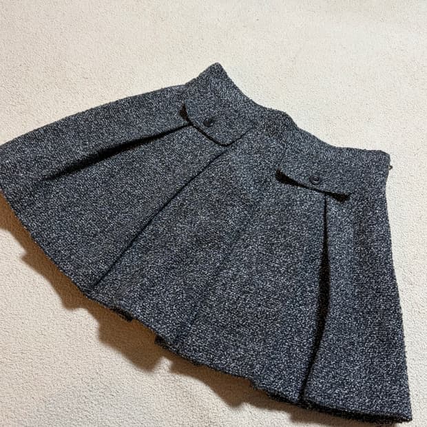 GROVE 트위드 플리츠 스커트 S