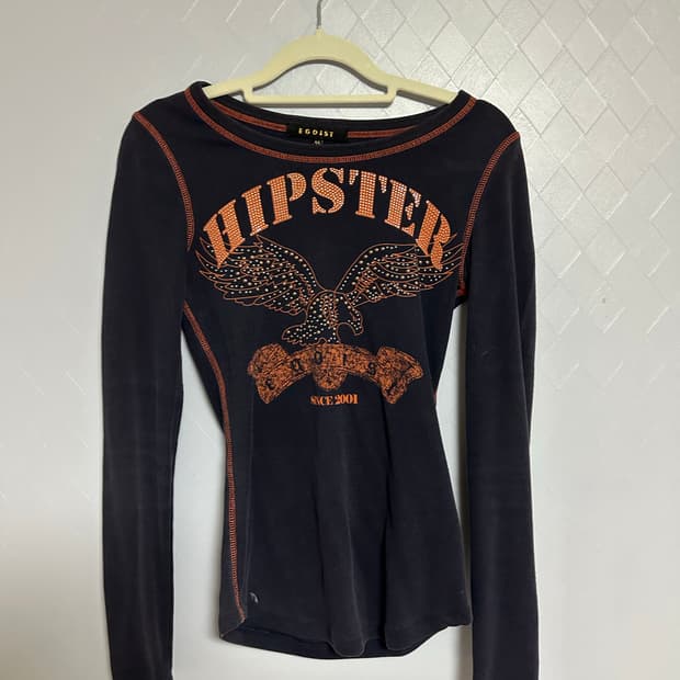 에고이스트 y2k 큐빅 레터링 롱슬리브