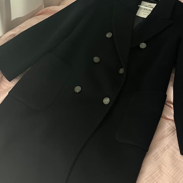 울 롱코트 네이비