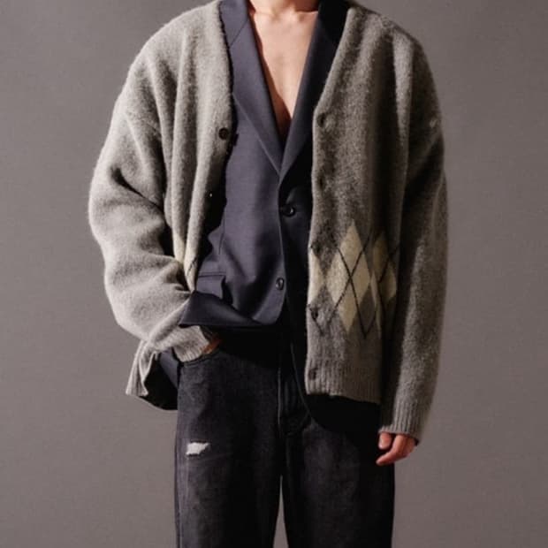 토니웩 아가일 가디건 그레이색